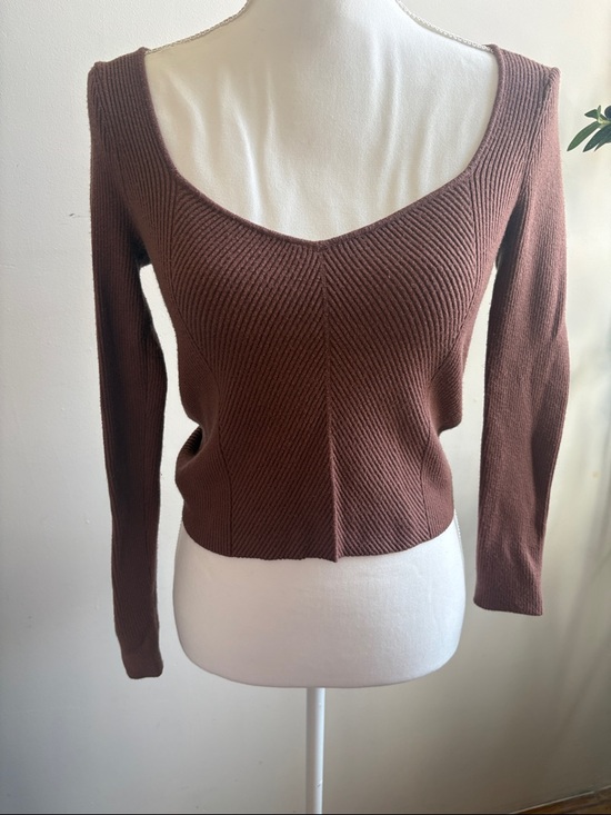 Abercrombie & Fitch Sweaters - Abercrombie & Fitch Brown Ribbed V-Neck Sweater